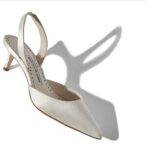 CAROLYNE BRIDE White Satin Slingback Pumps